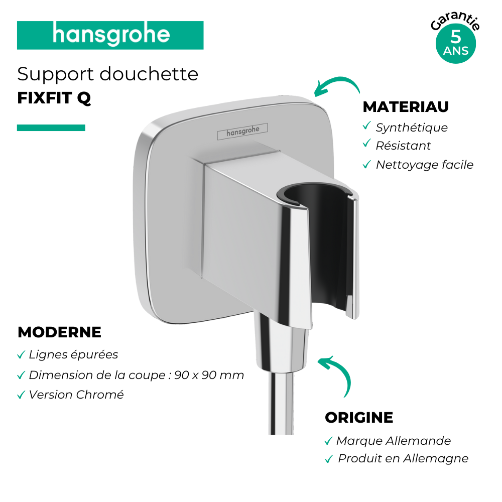 Support de douchette HANSGROHE FixFit Q | Batinea