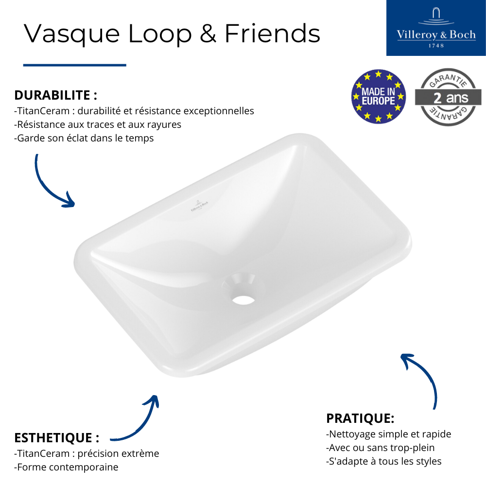 Vasque à encastrer VILLEROY ET BOCH Loop & Friends TitanCeram
