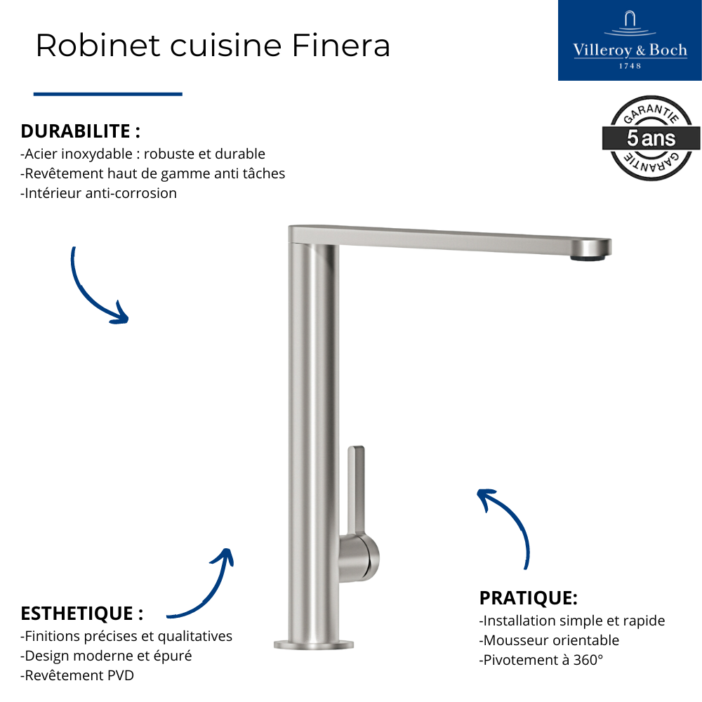 Robinet cuisine VILLEROY ET BOCH Finera | Batinea