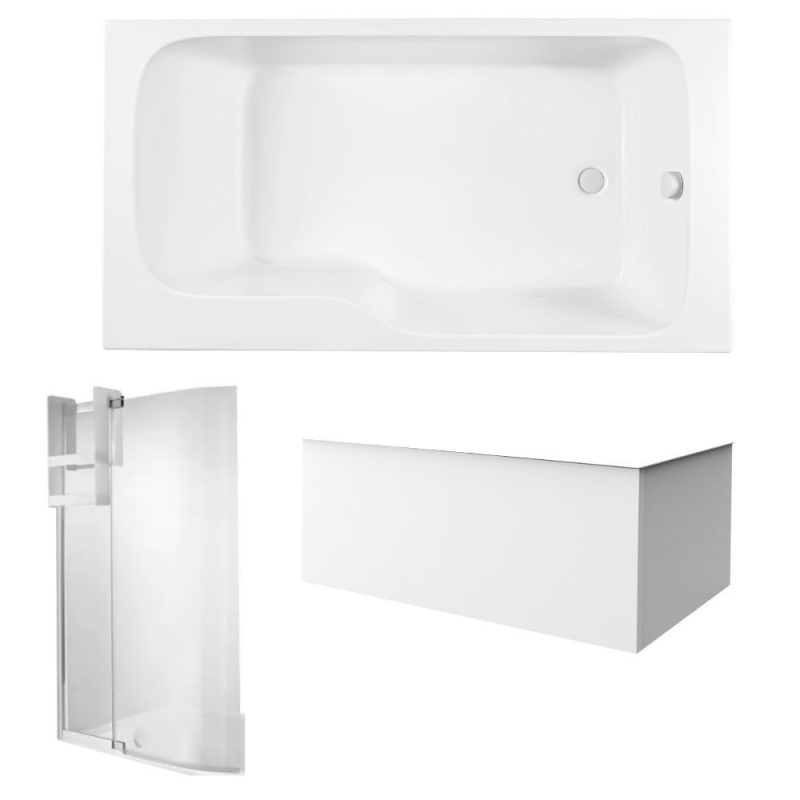 Baignoire bain douche antidérapante JACOB DELAFON Malice + tablier angle + pare bain
