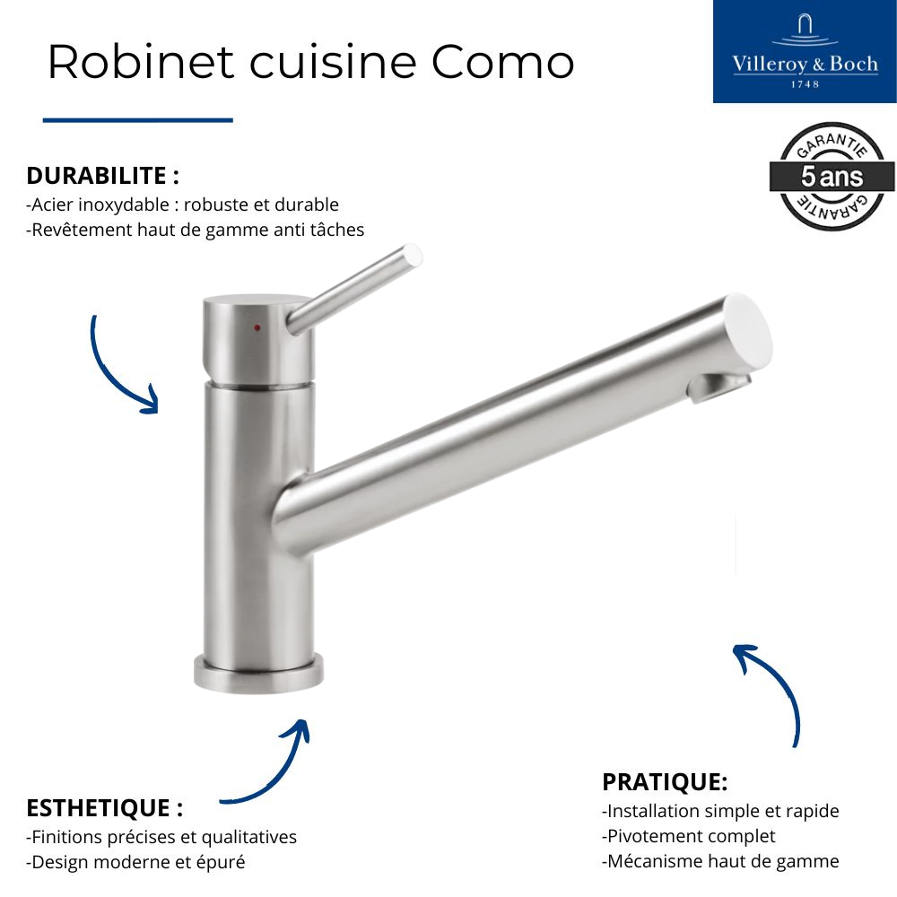 Robinet cuisine VILLEROY ET BOCH Como | Batinea
