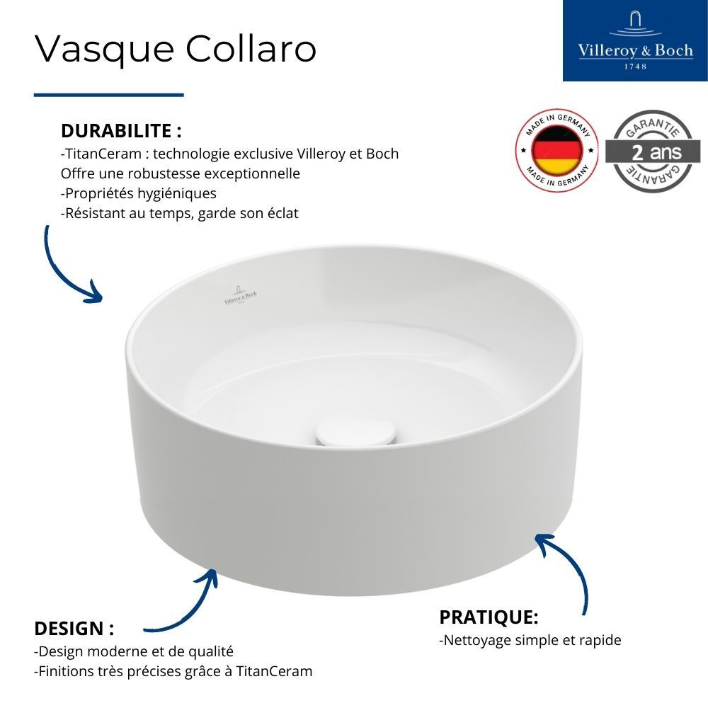 Lot de deux vasques à poser rondes VILLEROY ET BOCH Collaro