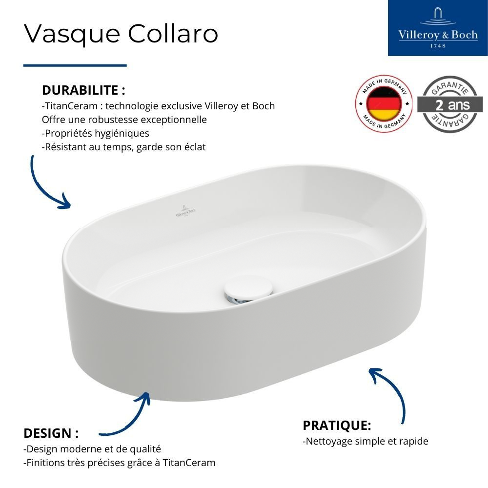 Lot de deux vasques à poser ovale VILLEROY ET BOCH Collaro | Batinea
