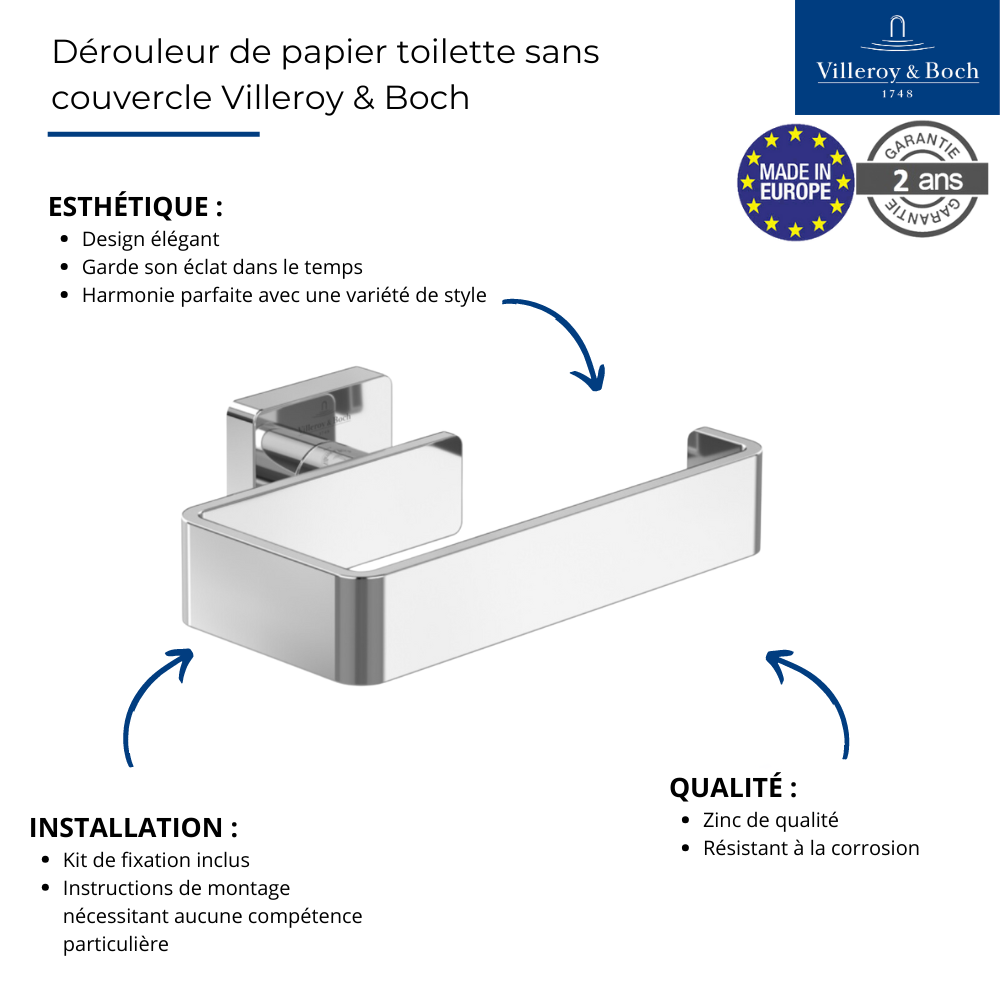 Dérouleur de papier toilette sans couvercle Villeroy & Boch Elements - Striking | Batinea