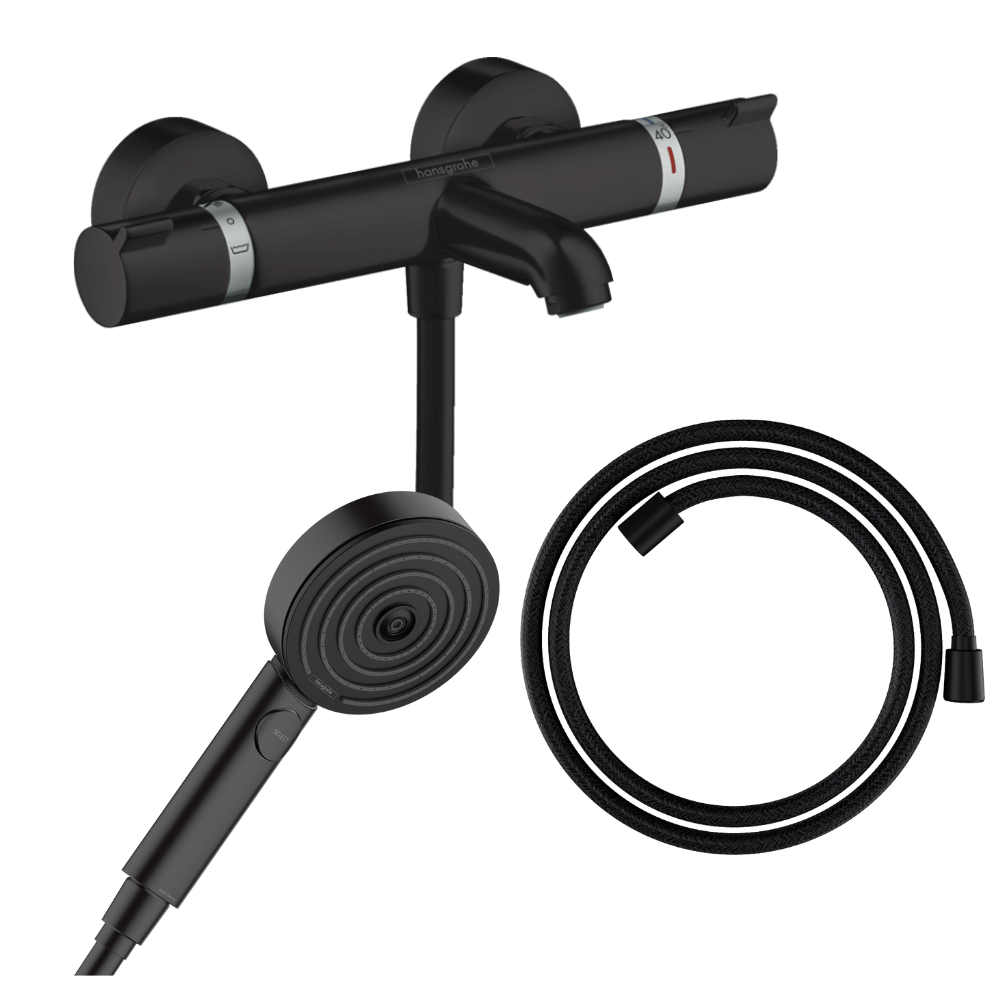 Pack mitigeur bain douche thermostatique HANSGROHE Ecostat Comfort + Flexible + Pommeau de douche Pulsify Select 3jets Relaxatio