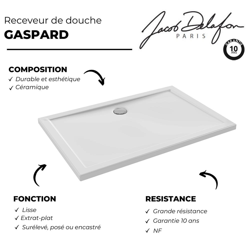 Receveur de douche 120 x 80 JACOB DELAFON Gaspard | Batinea