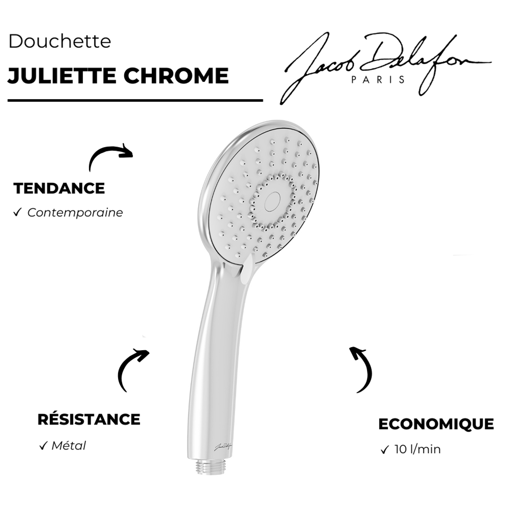 Pommeau de douche JACOB DELAFON Juliette chrome + flexible