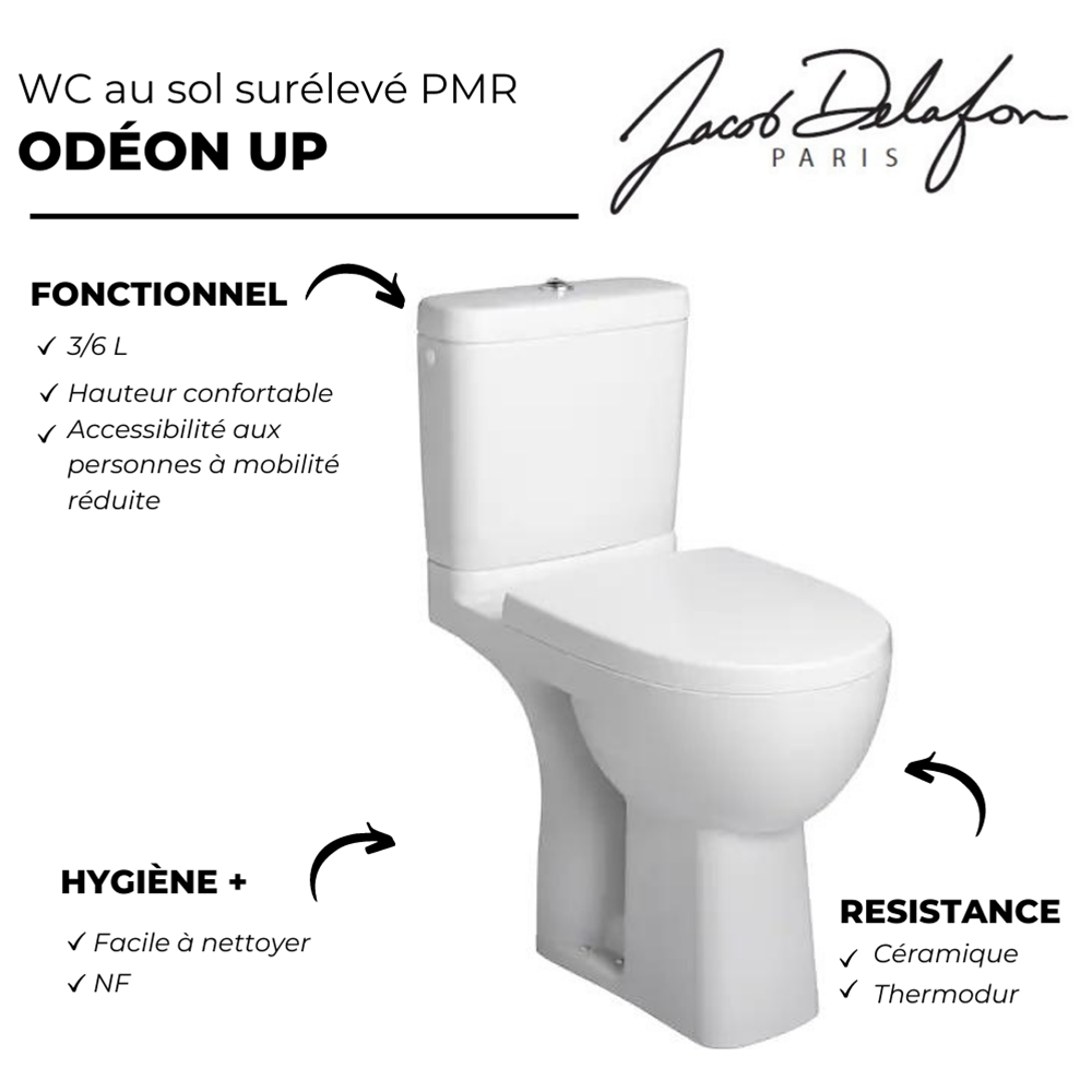 pack wc surélevé complet jacob delafon odeon up E0523-00