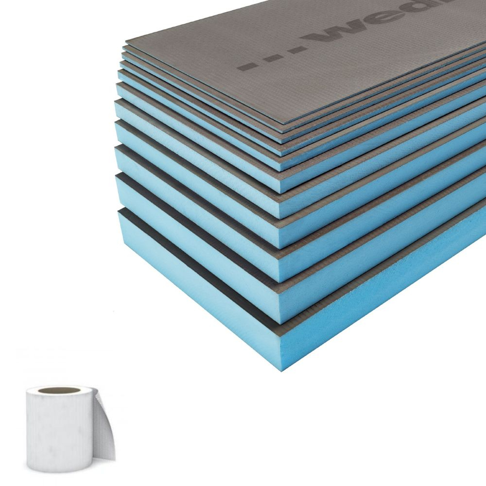 wedi panneaux, 2500x600x100mm + wedi panneaux, 2500x600x100mm + wedi panneaux, 2500x600x100mm + wedi Tools bande d'étanchéité, 1