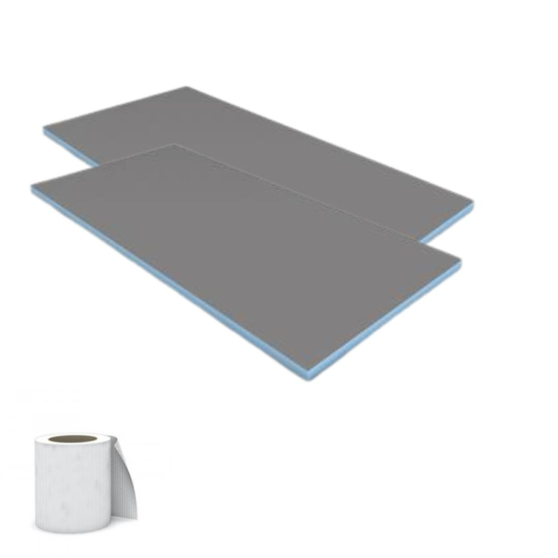 Lot de 2 panneaux de construction WEDI + bande d'étanchéité | Batinea