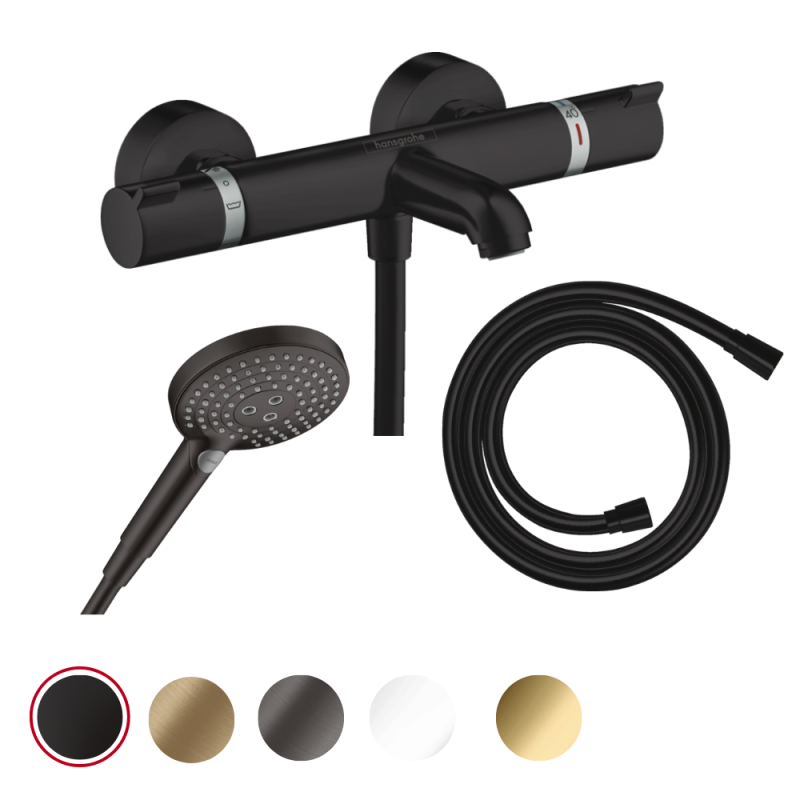 Pack mitigeur bain douche thermostatique HANSGROHE Ecostat Comfort + Flexible + Pommeau de douche Raindance Select 3 jets | Bati