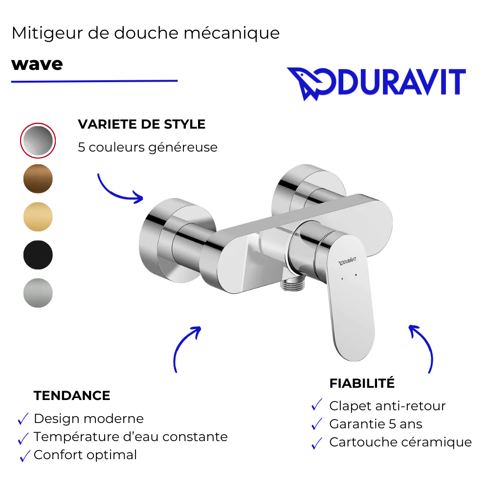 Mitigeur de douche mécanique DURAVIT Wave | Batinea