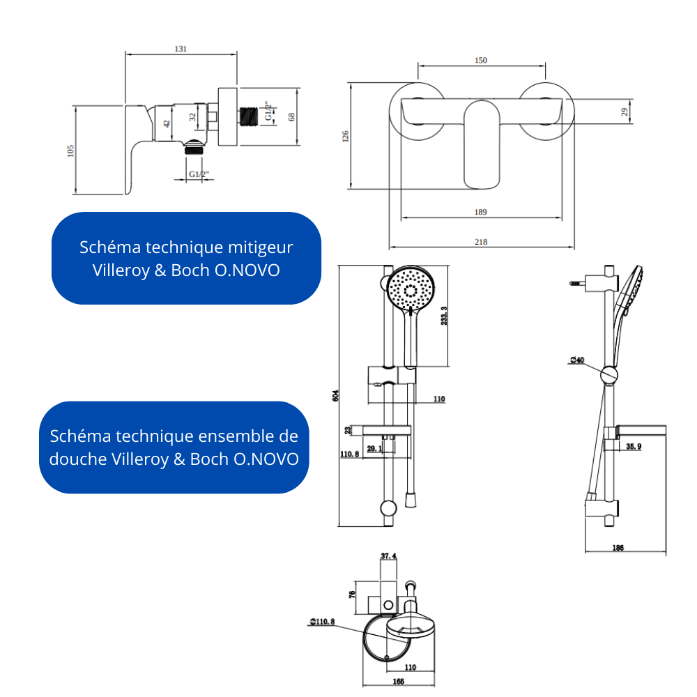 Receveur Villeroy et Boch O.Novo Technique
