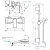 Pack mitigeur douche mécanique HANSGROHE Vernis Shape + Barre Unica S Puro 65 cm + flexible + Pommeau Pulsify Select 3 jets Pack