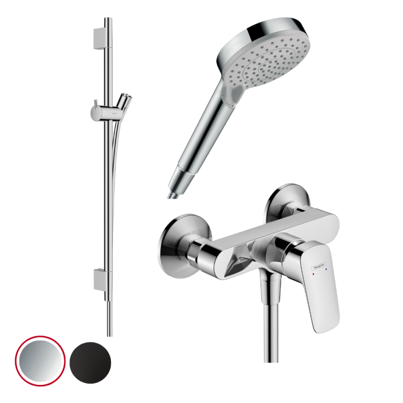 Pack mitigeur douche mécanique HANSGROHE Logis + Barre Unica S Puro 65 cm + flexible + Pommeau Vernis Blend Vario Pack_meca_HG_l