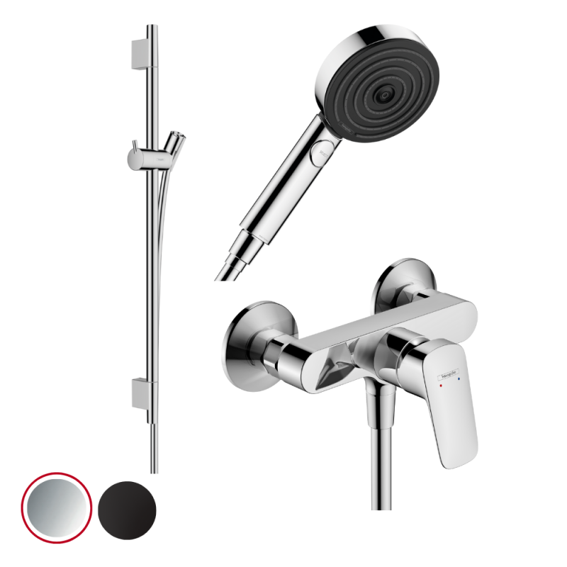 Pack mitigeur douche mécanique HANSGROHE Logis + Barre Unica S Puro 65 cm + flexible + Pommeau Pulsify Select 3 jets Pack_meca_H