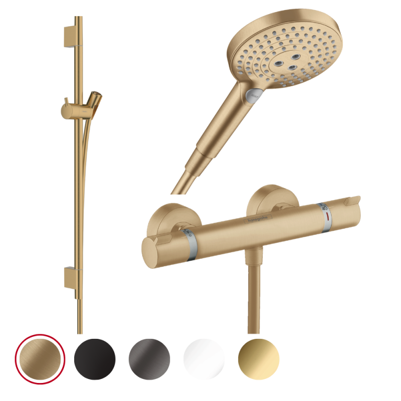 Pack mitigeur douche thermostatique HANSGROHE Ecostat Comfort + Barre Unica S Puro 65 cm + flexible + Pommeau Raindance 3 jets P