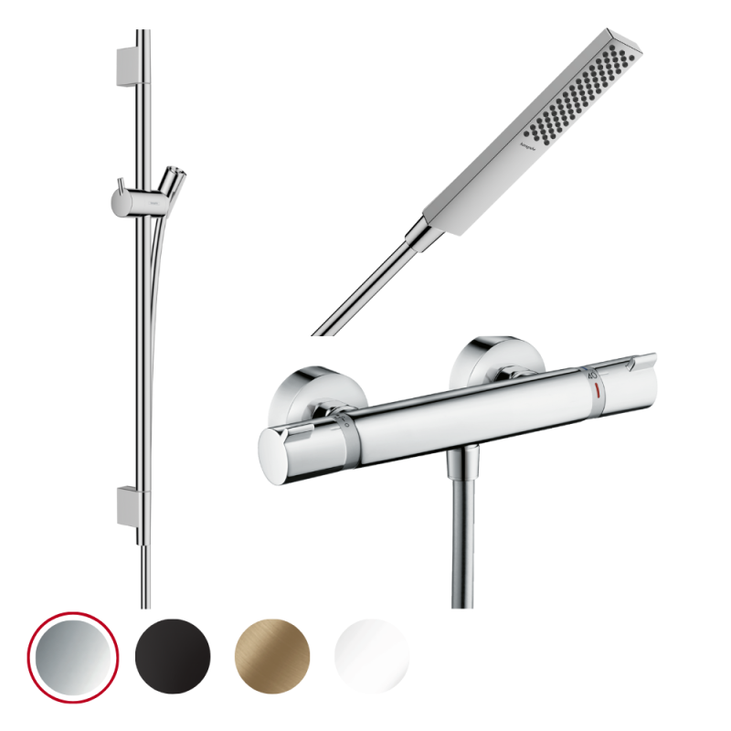 Pack mitigeur douche thermostatique HANSGROHE Ecostat Comfort + Barre Unica S Puro 65 cm + flexible + Pommeau Pulsify E | Batine