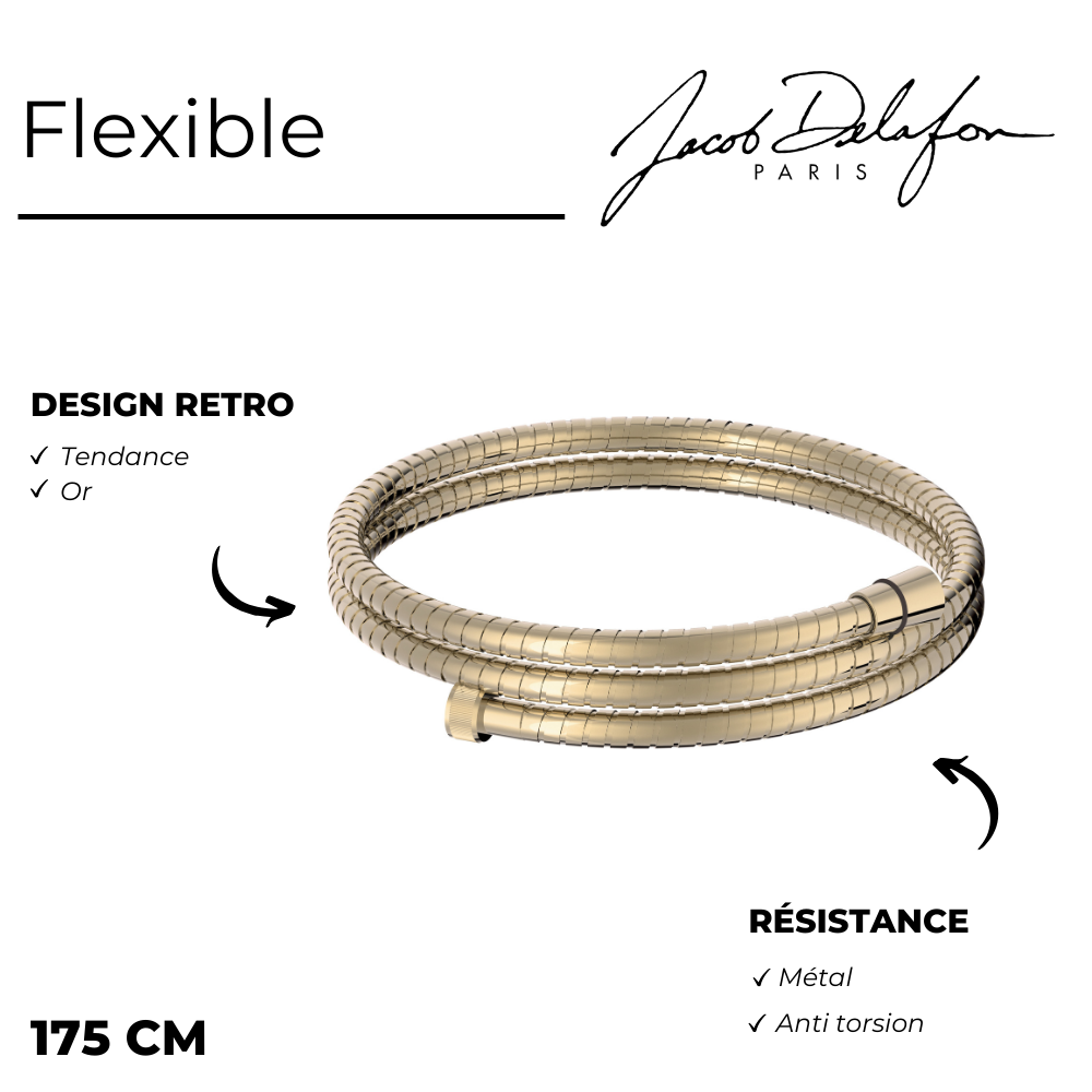 flexible anti torsion 150 cm JACOB DELAFON métal or beige point fort 