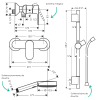 Pack mitigeur douche mécanique cartouche 2 vitesses HANSGROHE Vernis Blend + Barre Unica S Puro + flexible + Pommeau Pulsify Sel
