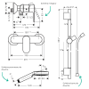Pack mitigeur douche mécanique cartouche 2 vitesses HANSGROHE Vernis Blend + Barre Unica S Puro + flexible + Pommeau Crometta bl