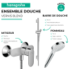 Pack mitigeur douche mécanique cartouche 2 vitesses HANSGROHE Vernis Blend + Barre Unica S Puro + flexible + Pommeau Crometta bl