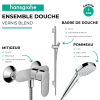 Pack mitigeur douche mécanique cartouche 2 vitesses HANSGROHE Vernis Blend + Barre Unica S Puro + flexible + Pommeau Croma Selec