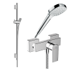 Pack mitigeur douche mécanique HANSGROHE Vernis Shape + Barre Unica S Puro + flexible + Pommeau Croma Select E blanc/chromé