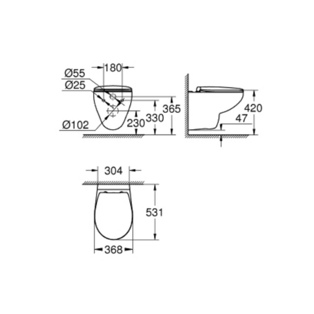 Pack WC suspendu sans bride GROHE Bau ceramic + Bâti support Solido + abattant + plaque ovale chromé