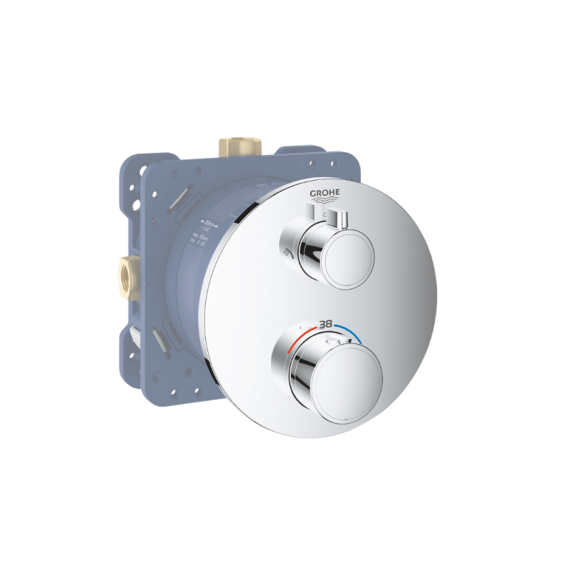 Façade robinet encastré thermostatique 2 sorties GROHE Grohtherm rond