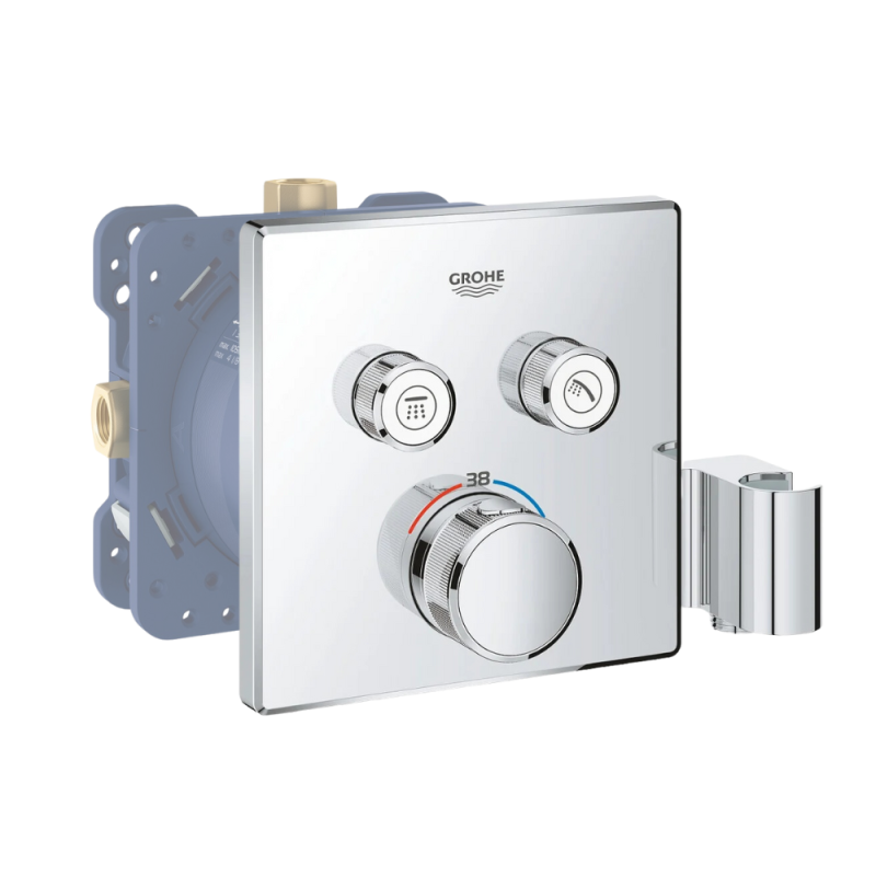 Façade robinet encastré thermostatique 2 sorties GROHE Grohtherm SmartControl avec support douchette