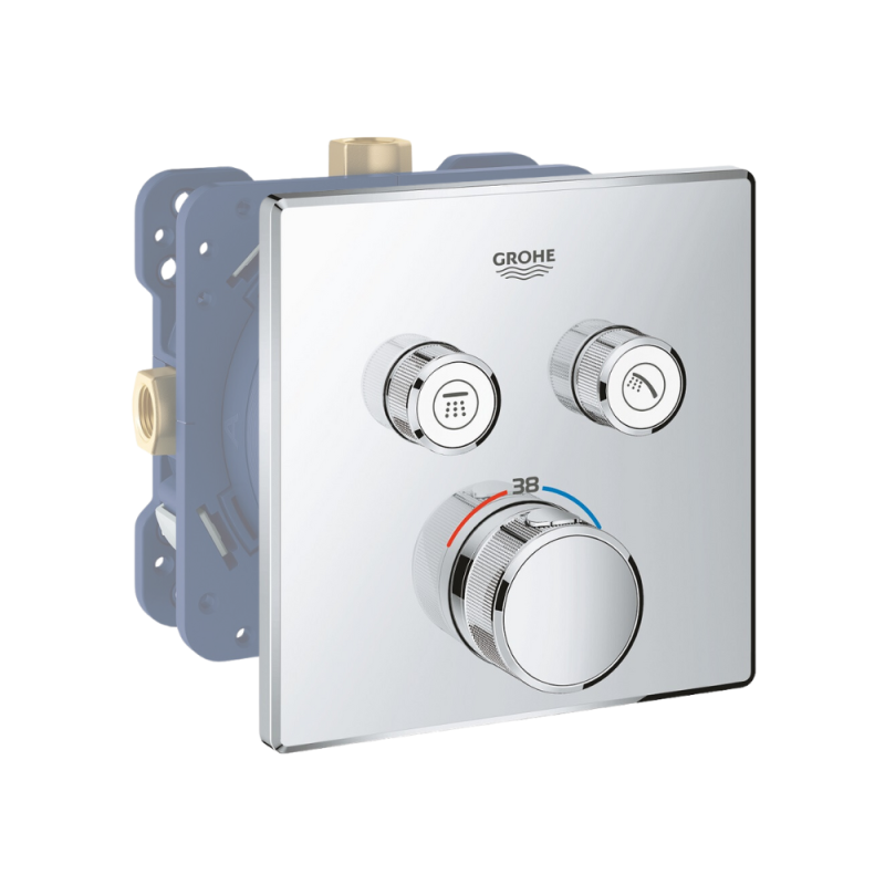 Façade robinet encastré thermostatique 2 sorties GROHE Grohtherm SmartControl