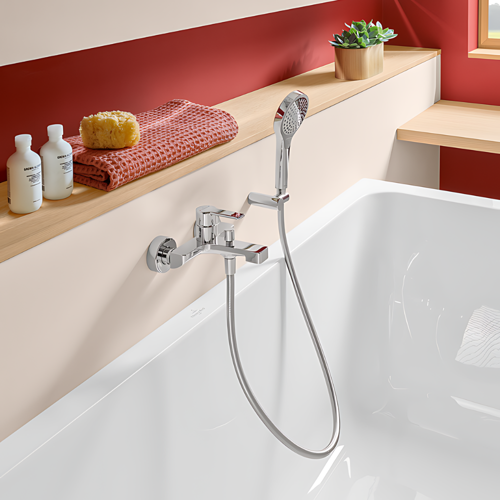 Pack mitigeur baignoire mécanique VILLEROY ET BOCH Architectura chrome + douchette + flexible + support | Batinea