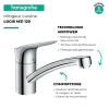 Evier 1 bac HANSGROHE S52 synthèse noir + robinet de cuisine HANSGROHE Logis M31 120 chromé | batinea