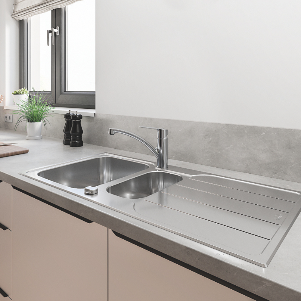 Robinet de cuisine GROHE Quickfix Start 2021 ouverture froide dans cuisine sobre