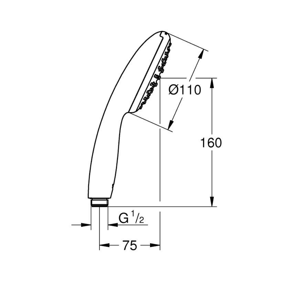 schéma technique Douchette 1 jet GROHE Vitalio Start 100 chromé 