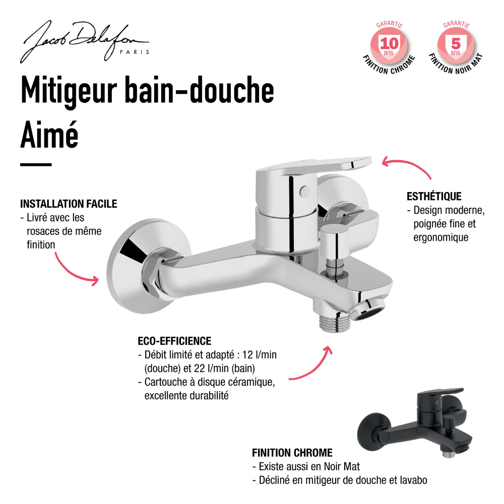 Pack baignoire Elise JACOB DELAFON + tablier + pare bain + robinetterie | Batinea