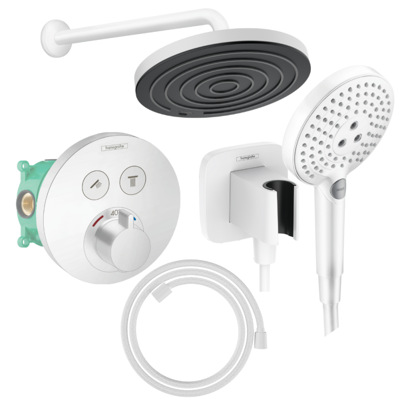 Colonne de douche encastrée thermostatique HANSGROHE ShowerSelect S Douche Pulsify Flexible Designflex Douchette Raindance S bla