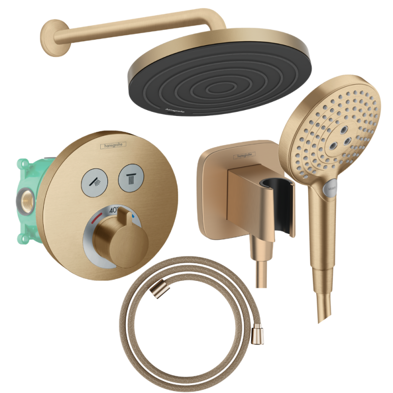 Colonne de douche encastrée thermostatique HANSGROHE ShowerSelect S Douche Pulsify Flexible Designflex Douchette RaindanceS bron