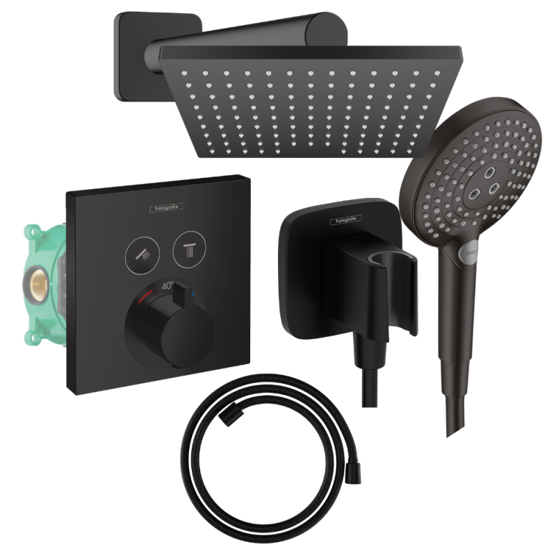Colonne de douche encastrée thermostatique HANSGROHE ShowerSelect E Douche de tête Vernis Shape Flexible Designflex Douchette Ra