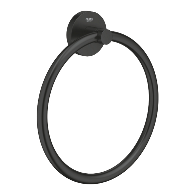 Anneau porte serviettes GROHE Start noir mat avec ou sans accessoires | Batinea