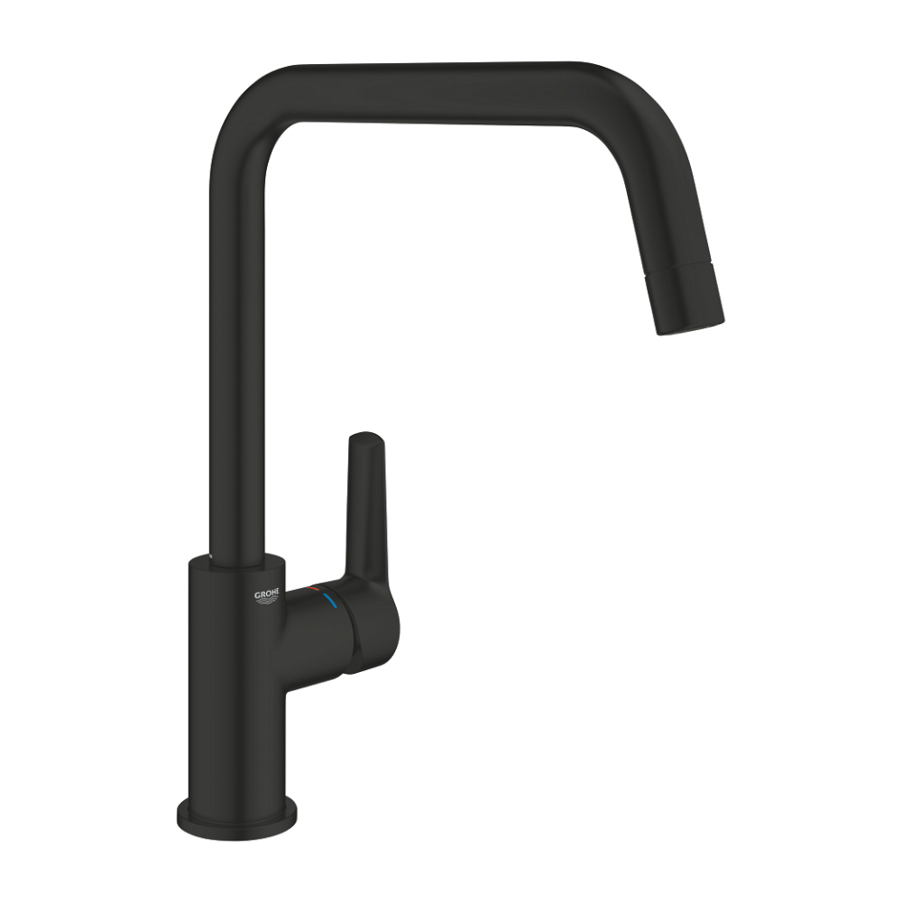 Robinet de cuisine GROHE Start bec haut noir mat avec ou sans ses accessoires | Batinea