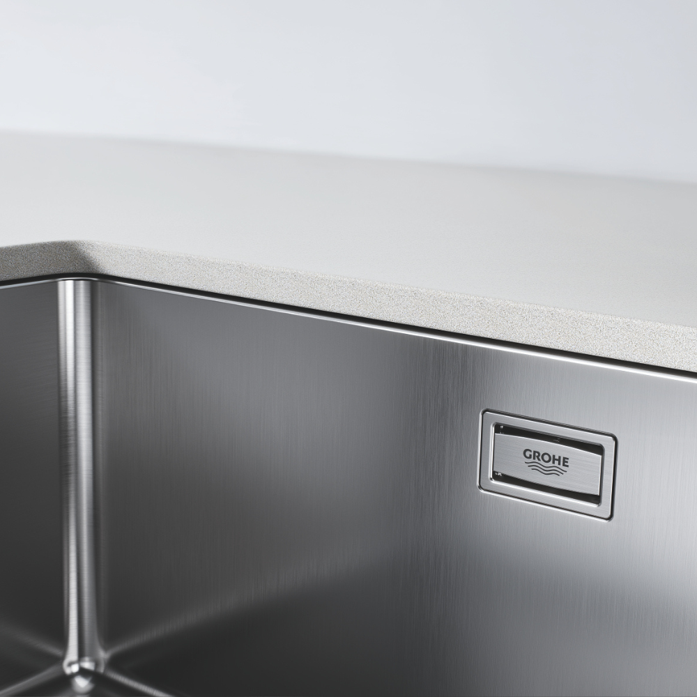 Evier à encastrer 1 bac GROHE K700U acier inoxydable Quikfix zoom trop plein