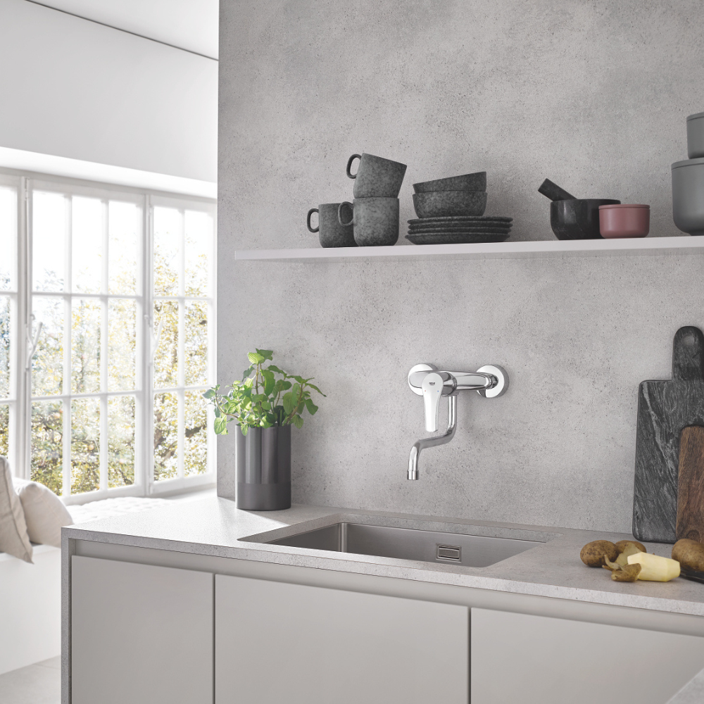 Evier à encastrer 1 bac GROHE K700U acier inoxydable Quikfix avec robinet mural