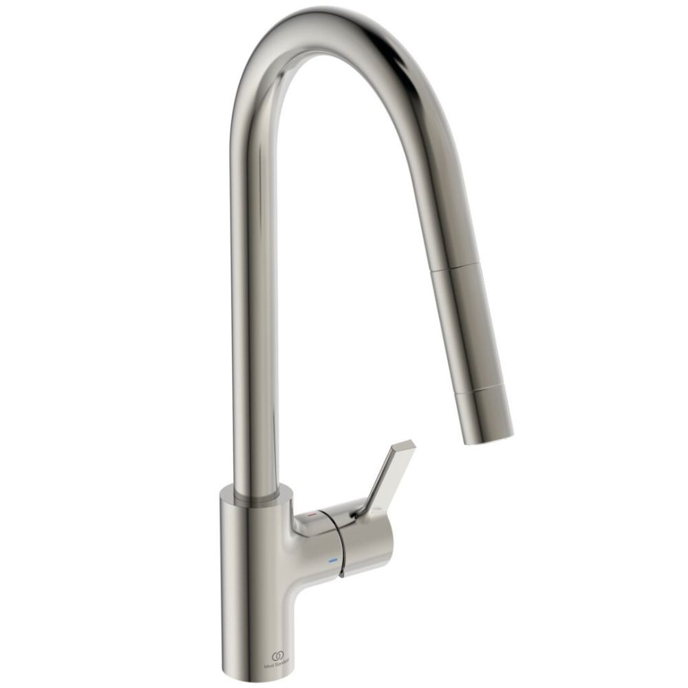 Robinet de cuisine avec douchette IDEAL STANDARD Gusto gris orage + microfibre