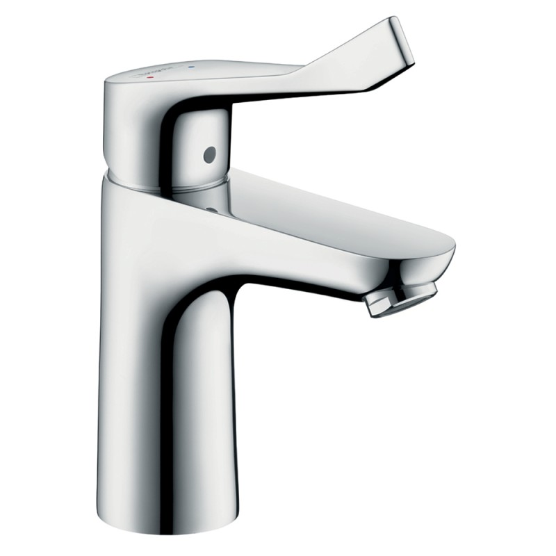 Mitigeur lavabo 100 Care sans tirette ni vidage avec poignée extra longue chromé Hansgrohe Focus 31915000 |Batinea