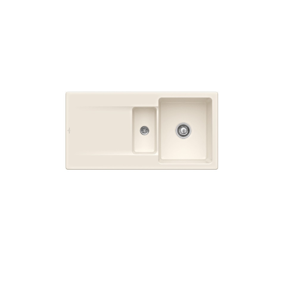 Evier 1 bac 1/2 VILLEROY ET BOCH Siluet 60 R Crème CeramicPlus
