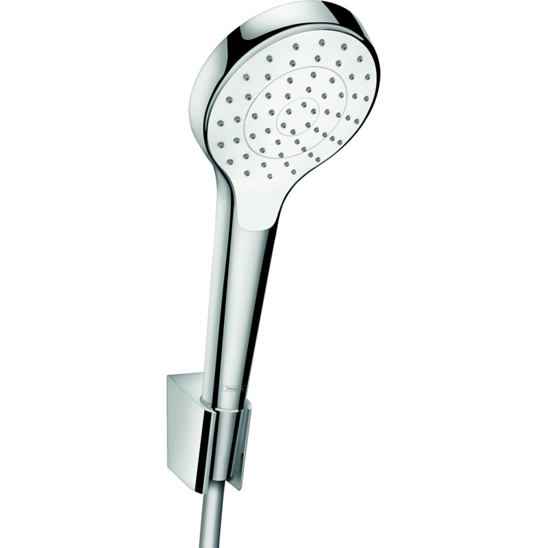 Ensemble support mural et douchette 1jet avec flexible de douche 160 cm blanc/chromé Hansgrohe Croma Select S