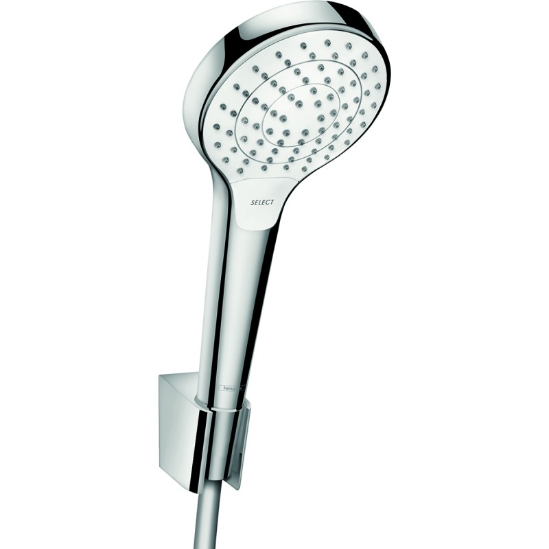 Ensemble support mural et douchette Vario avec flexible de douche 160 cm blanc/chromé Hansgrohe Croma Select S