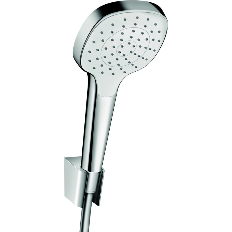 Ensemble support mural et douchette 1jet avec flexible de douche 125 cm blanc/chromé Hansgrohe Croma Select E